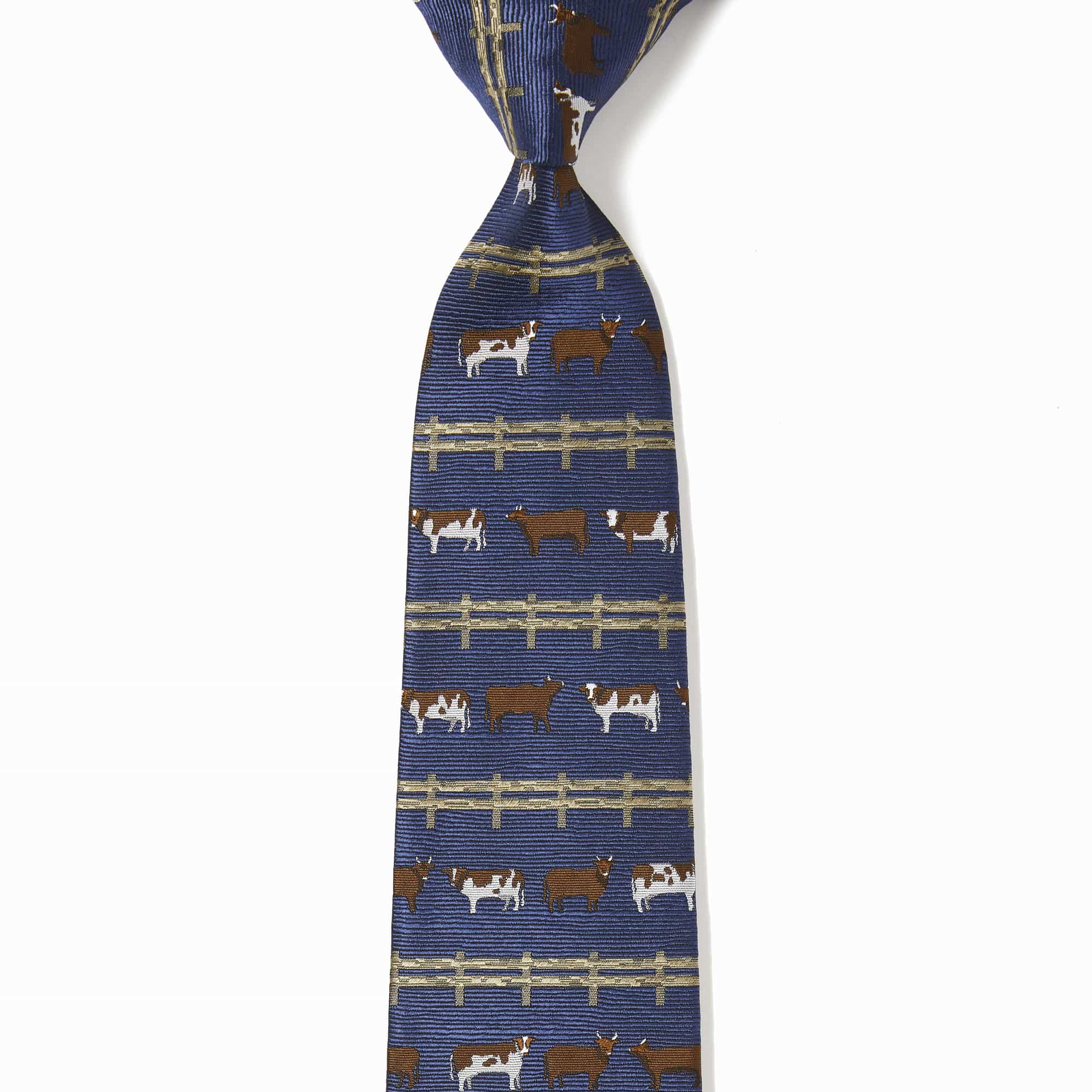 ウシと牧柵(ネイビー): ネクタイ | 銀座田屋