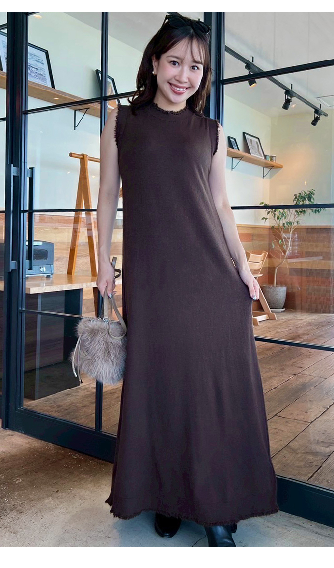 ナチュラルベーシックノースリーブワンピース【7f-831-05795】