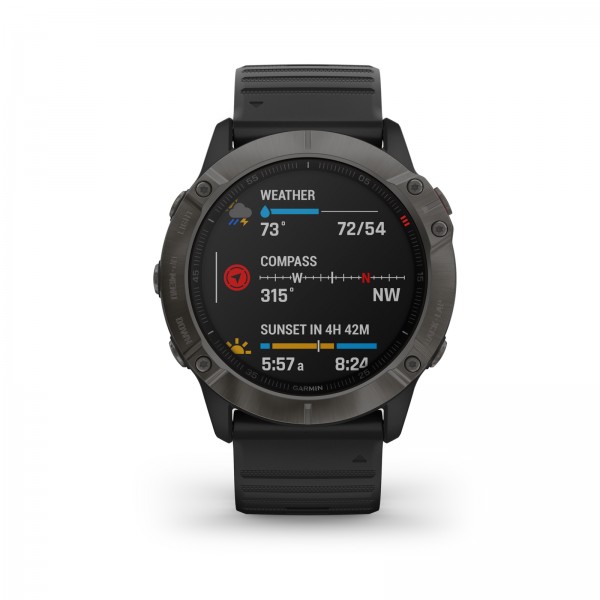 Garmin fenix 6X Sapphire Carbon Gray DLC with Black Band
