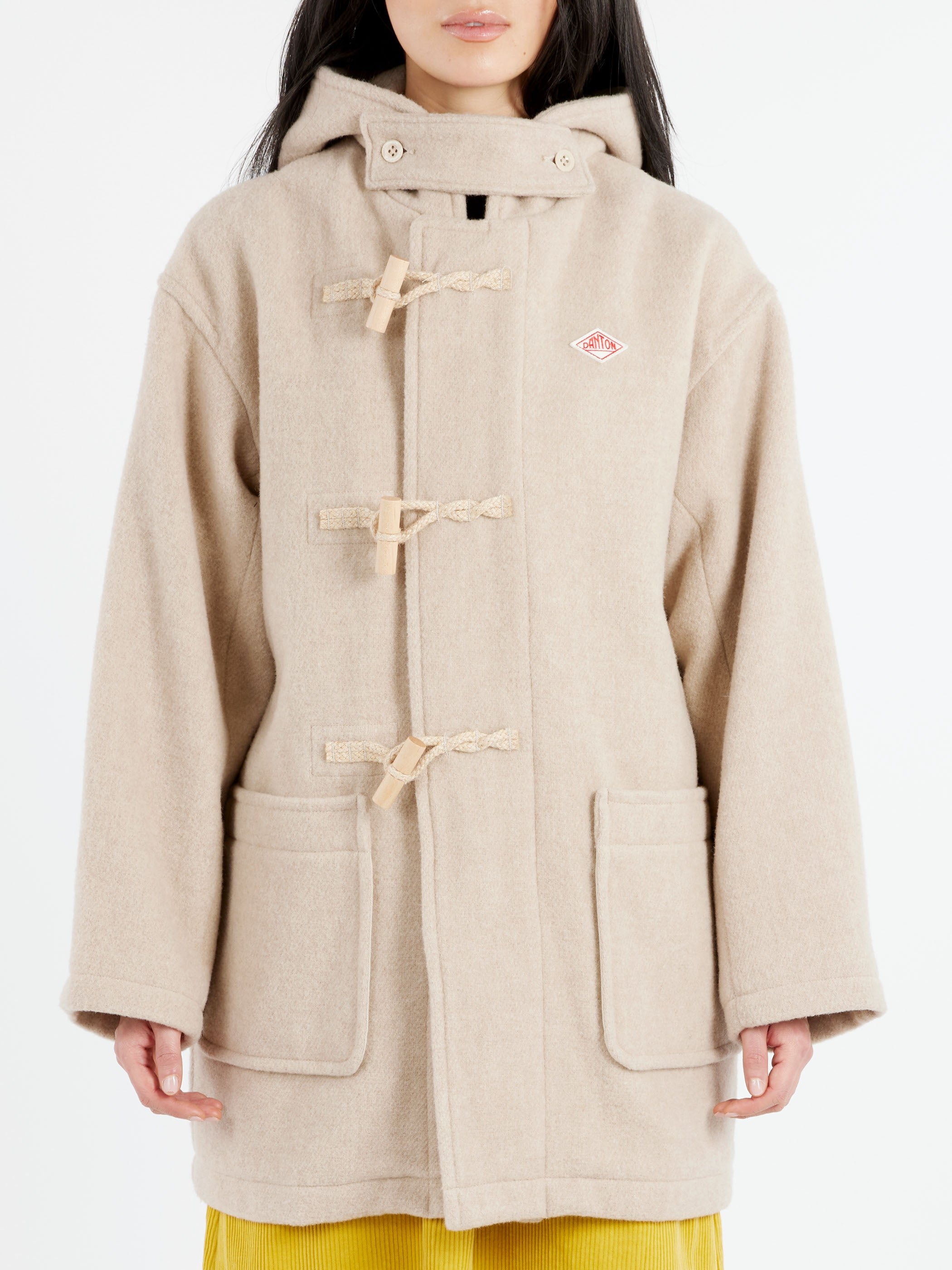 Danton - Women's Wool Light Pile Duffle Coat in Raw Beige