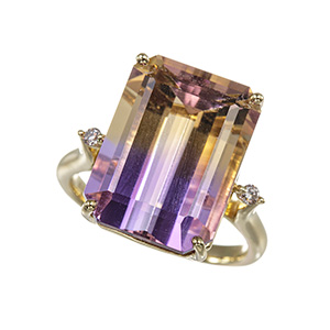 GSTV K18YG アメトリン ブラウンダイヤ リング AME 約10.00ct BRD 約0.05ct