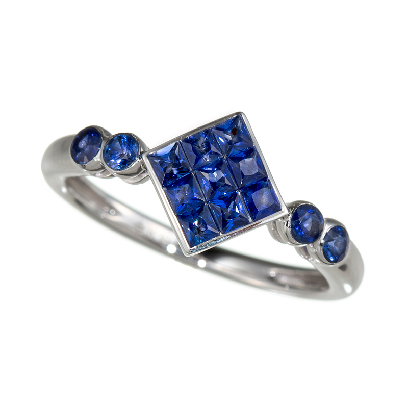 GSTV k18サファイアミステリーセッティングハートペンダントトップ新品