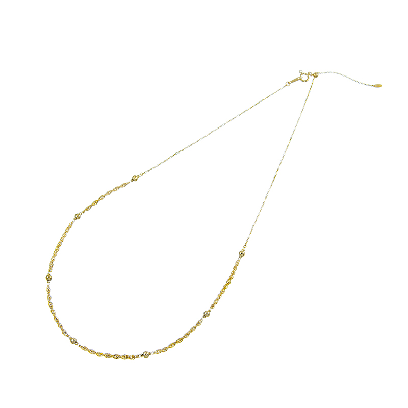 GSTV K18YG シャイニーロープ ビーズステーション ネックレス 長さ 約