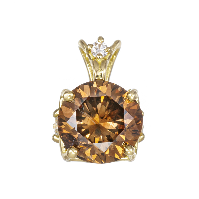 Pt900 天然ダイヤモンド1.059ctトップ チャーム ライトブラウン Pt900