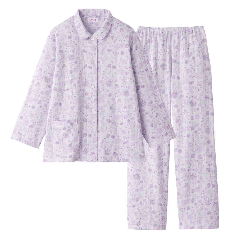 脇縫い目無し パジャマ ソフトキルト 長袖長パンツ TG4074 :レディース