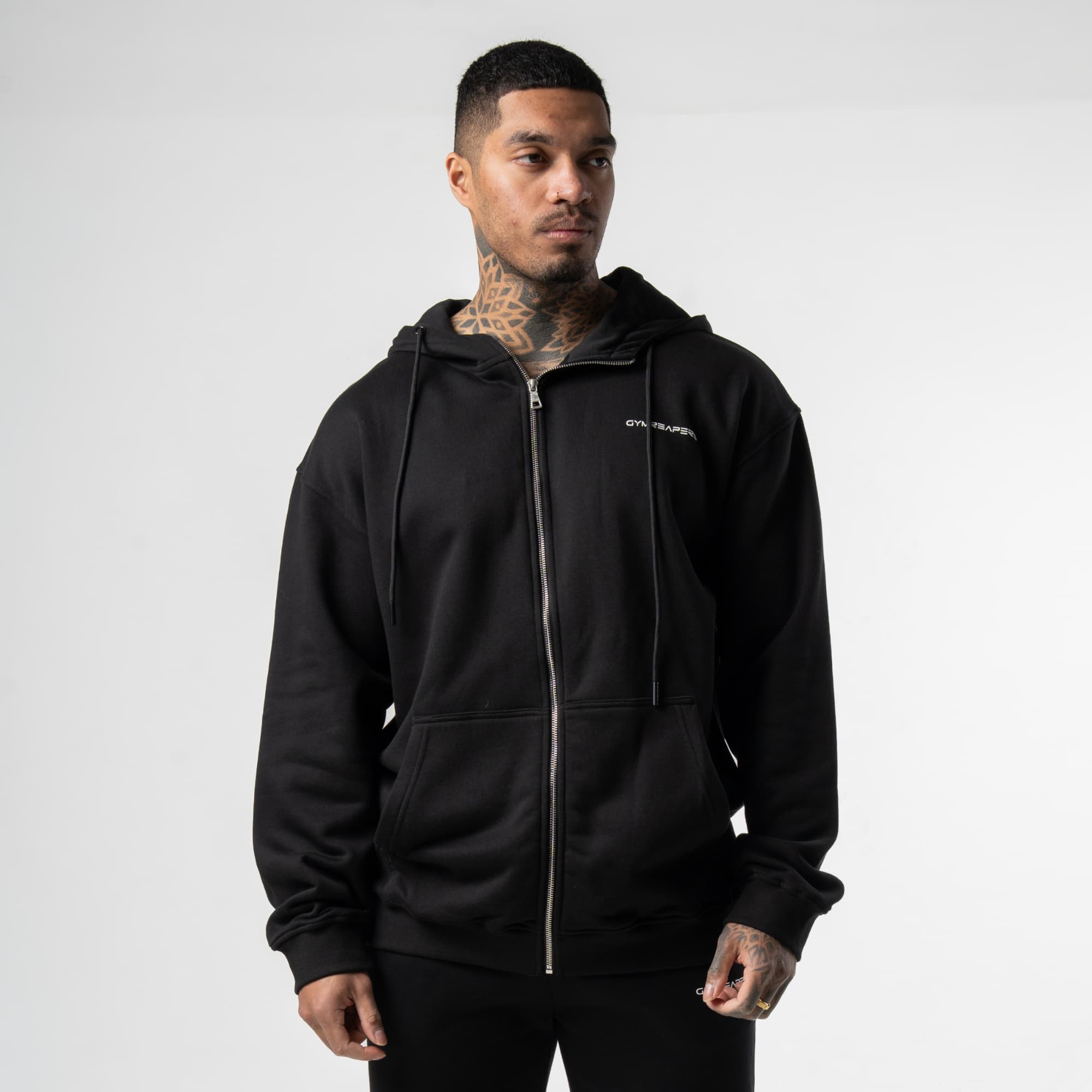 Gymreapers Axis Zip-Up Hoodie - Black/White