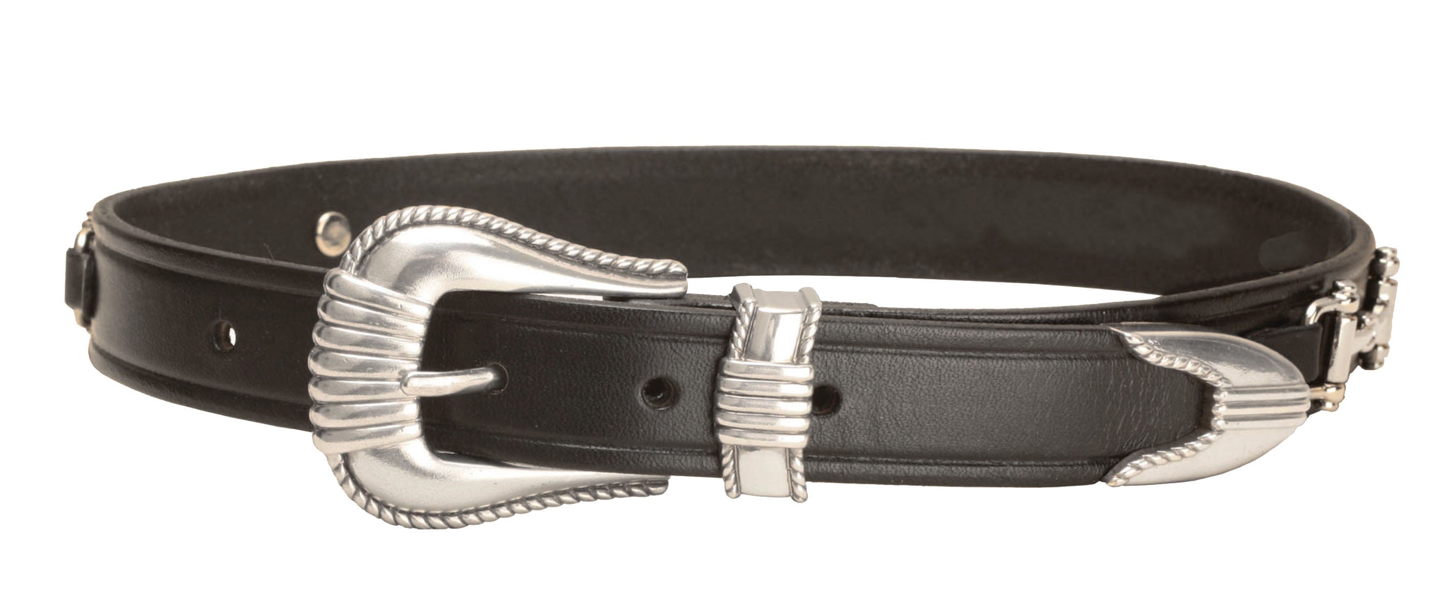 Tory Leather Belt with Bits and Silver-Colored Three-Piece Buckle