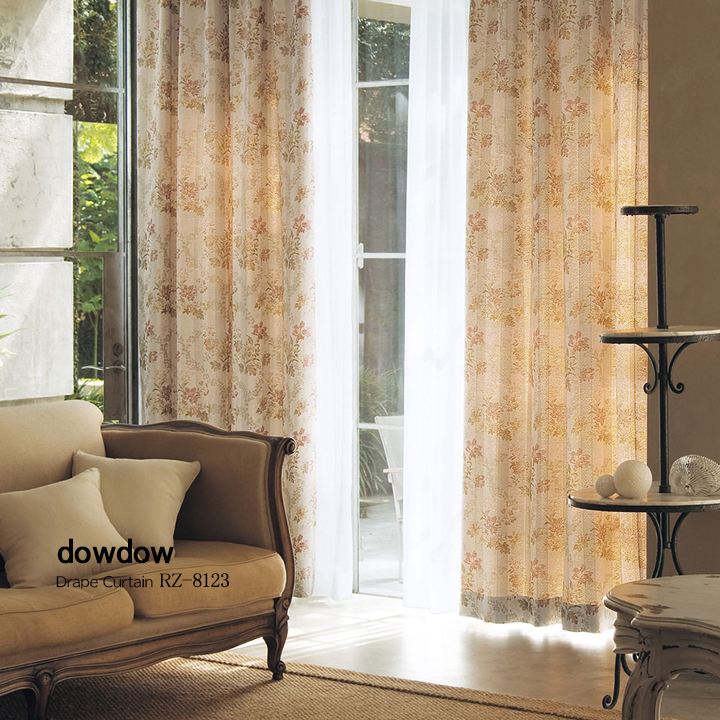 アンティークラシック】ボタンの花柄のジャガード織のドレープカーテン