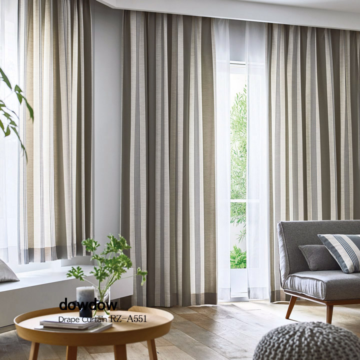 北欧ヴィンテージ】デザイン・ストライプのドレープカーテン【RX-A551