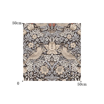 ウィリアム モリス】いちご泥棒のドレープカーテン【UX-7465】ブラウン