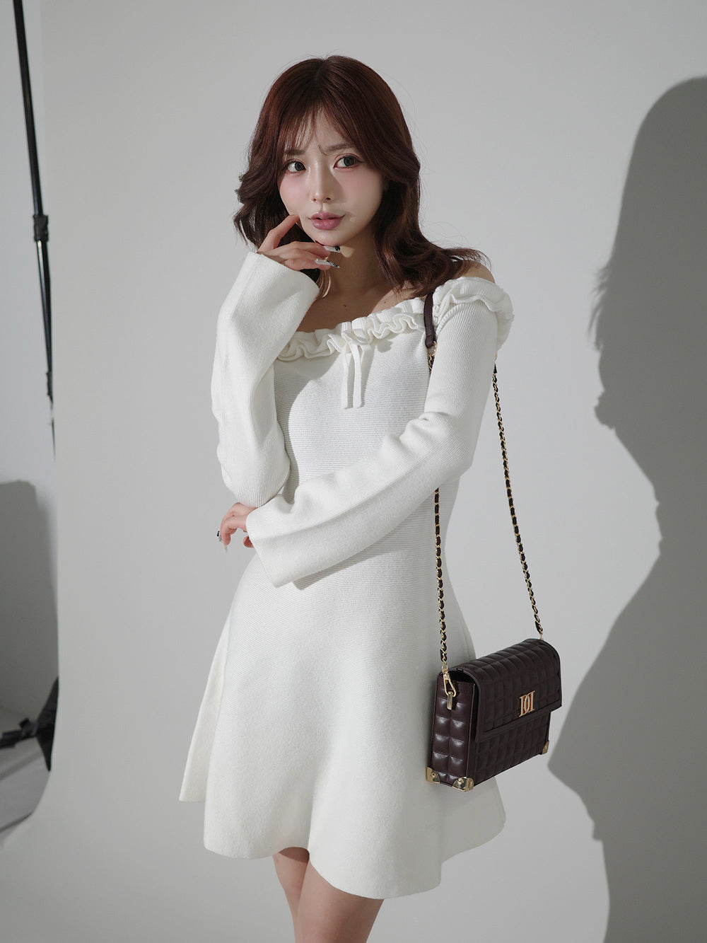 オフショルダーフリルニットミニワンピース – Darich (ダーリッチ)