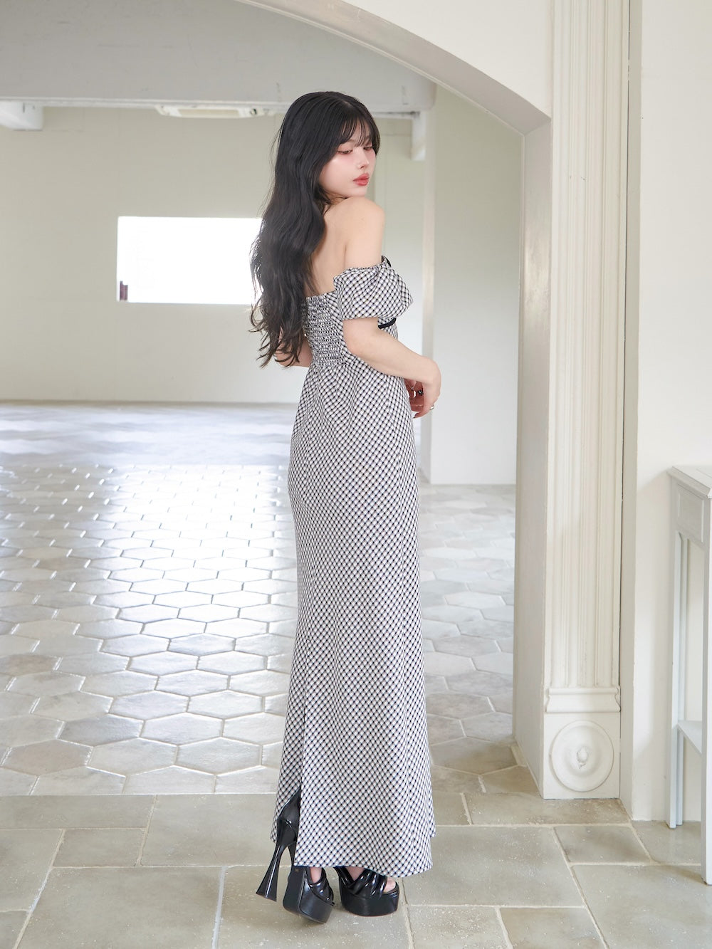 パイピングチェックロングワンピース – Darich (ダーリッチ)