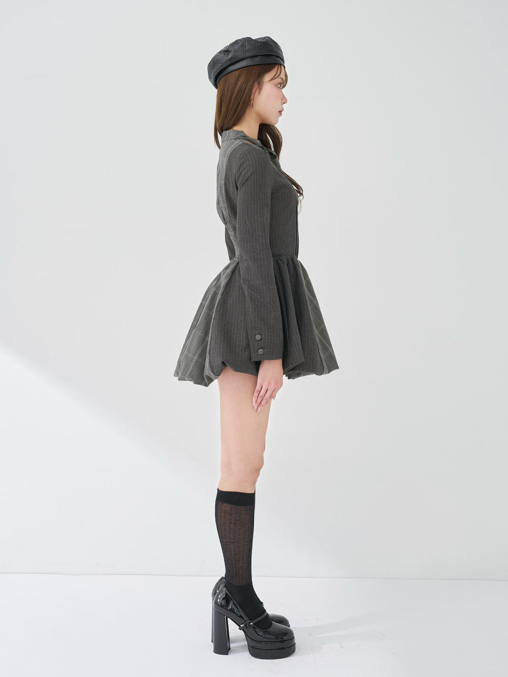 チェックストライプバルーンミニワンピース – Darich (ダーリッチ)