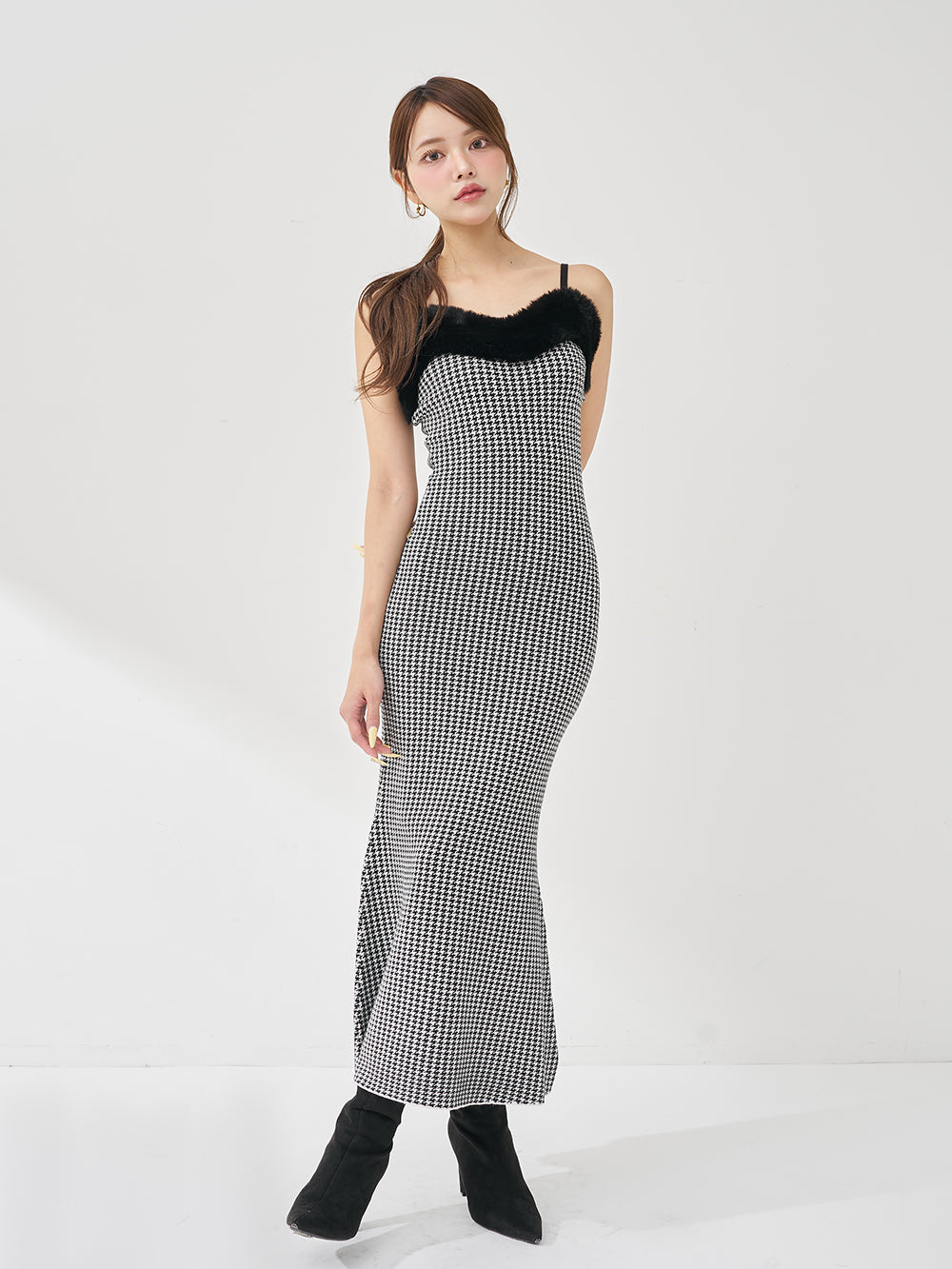 アンサンブルチェックニットロングワンピース – Darich (ダーリッチ)
