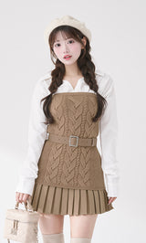 シャツドッキングプリーツニットミニワンピース – Darich (ダーリッチ)