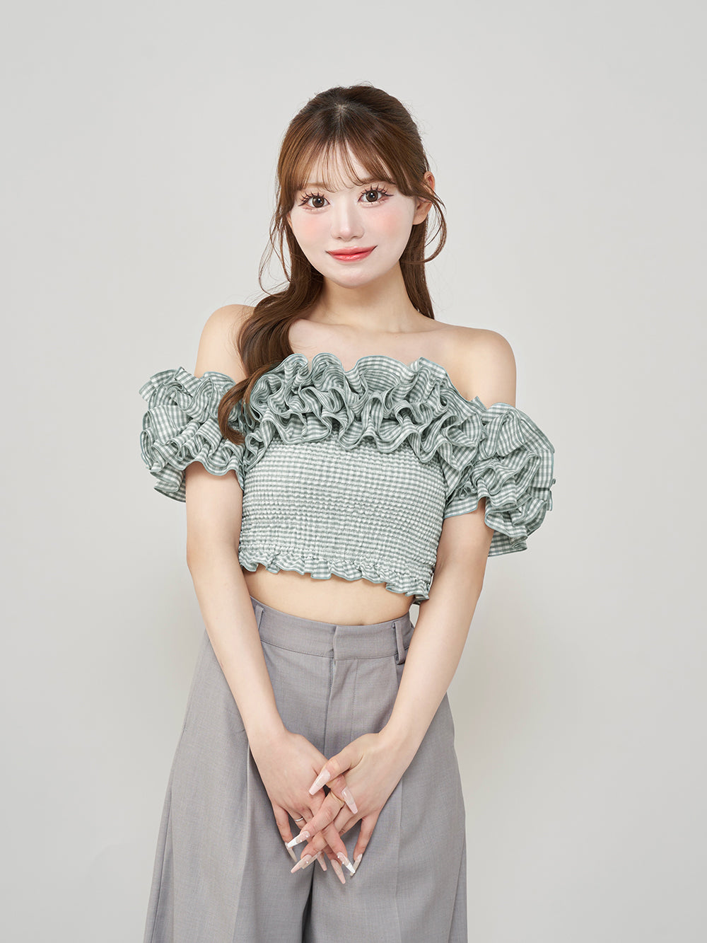 ギンガムチェックオフショルトップス – Darich (ダーリッチ)