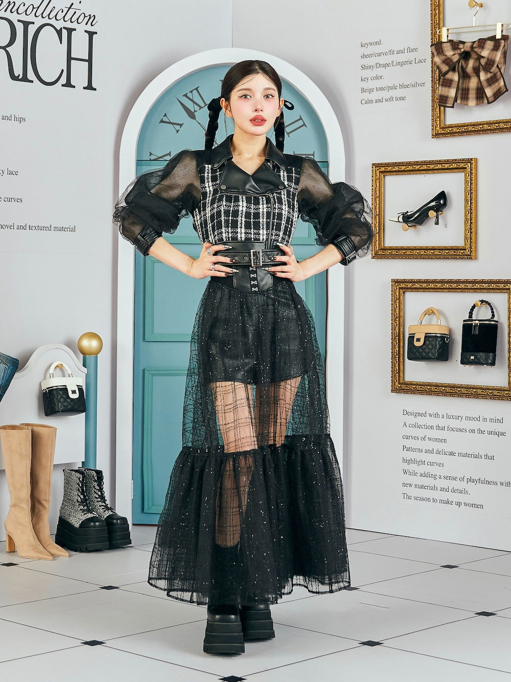 コルセットスパンコールチュールスカート – Darich (ダーリッチ)