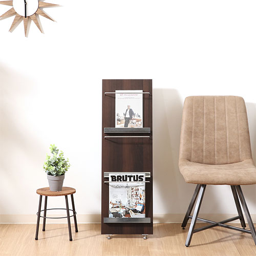 ウッドマガジンラックデコール ブラウン 82307 不二貿易 3段 幅300x