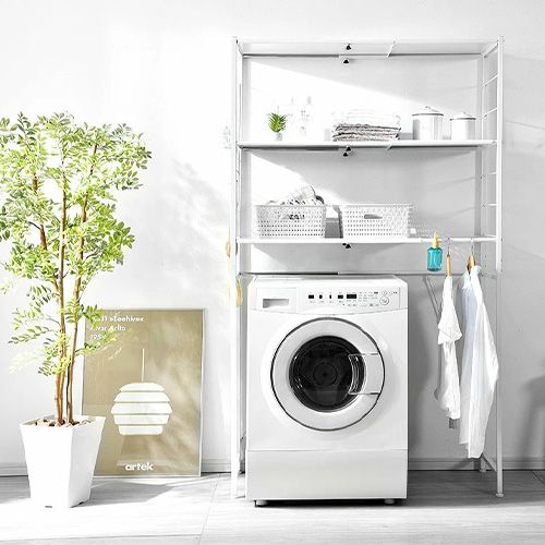 幅伸縮 洗濯機ラック 00-394 ワイエムワールド 洗濯機整理棚 ホワイト