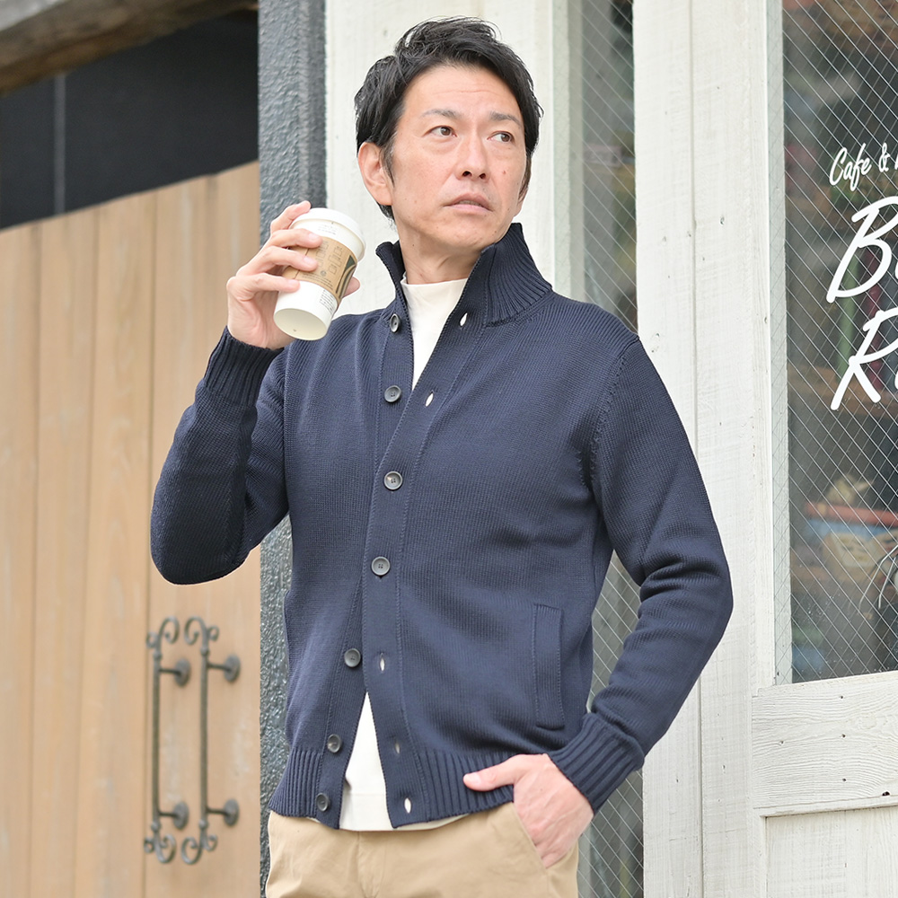 ザノーネ ミドルゲージ ネイビー タートルネック 48 ザノーネ