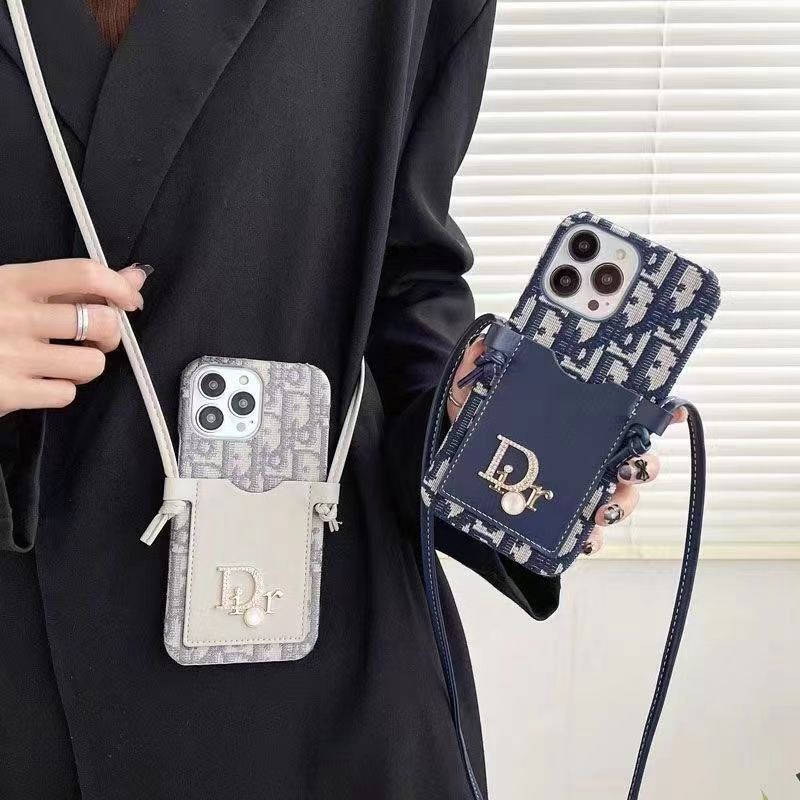ハイブランドiphone14ケースディオール ストラップ付き斜め掛け