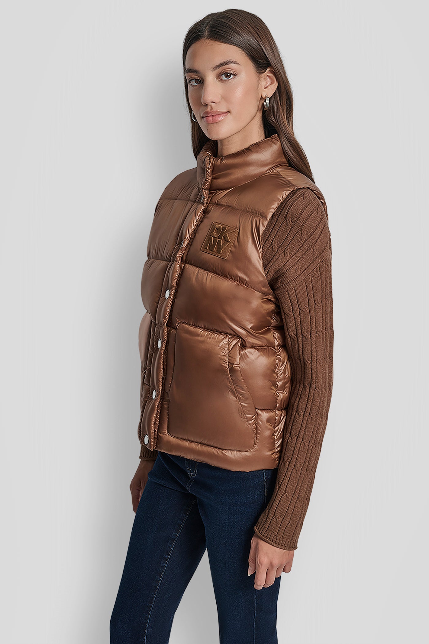 Logo Embroidered Puffer Vest | Vest | DKNY