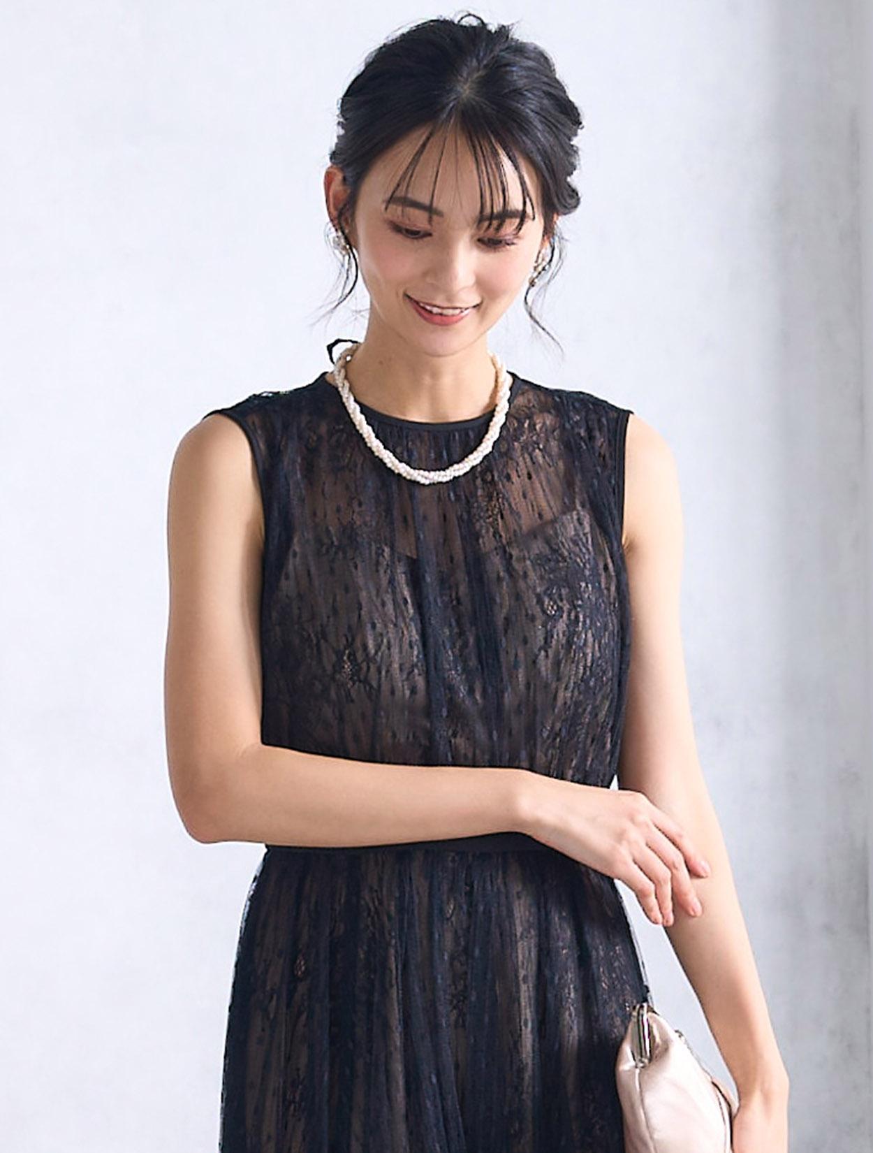 M】バックリボンドットチュールドレス（ブラック）DPSET0500のレンタル