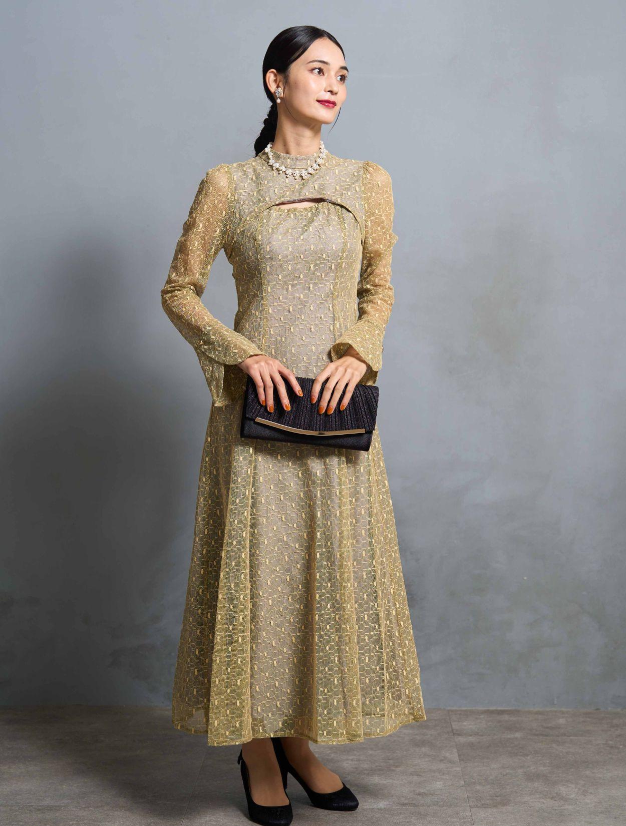 M/L】ジオメトリックレースドレス（イエロー）DPSET0618のレンタル