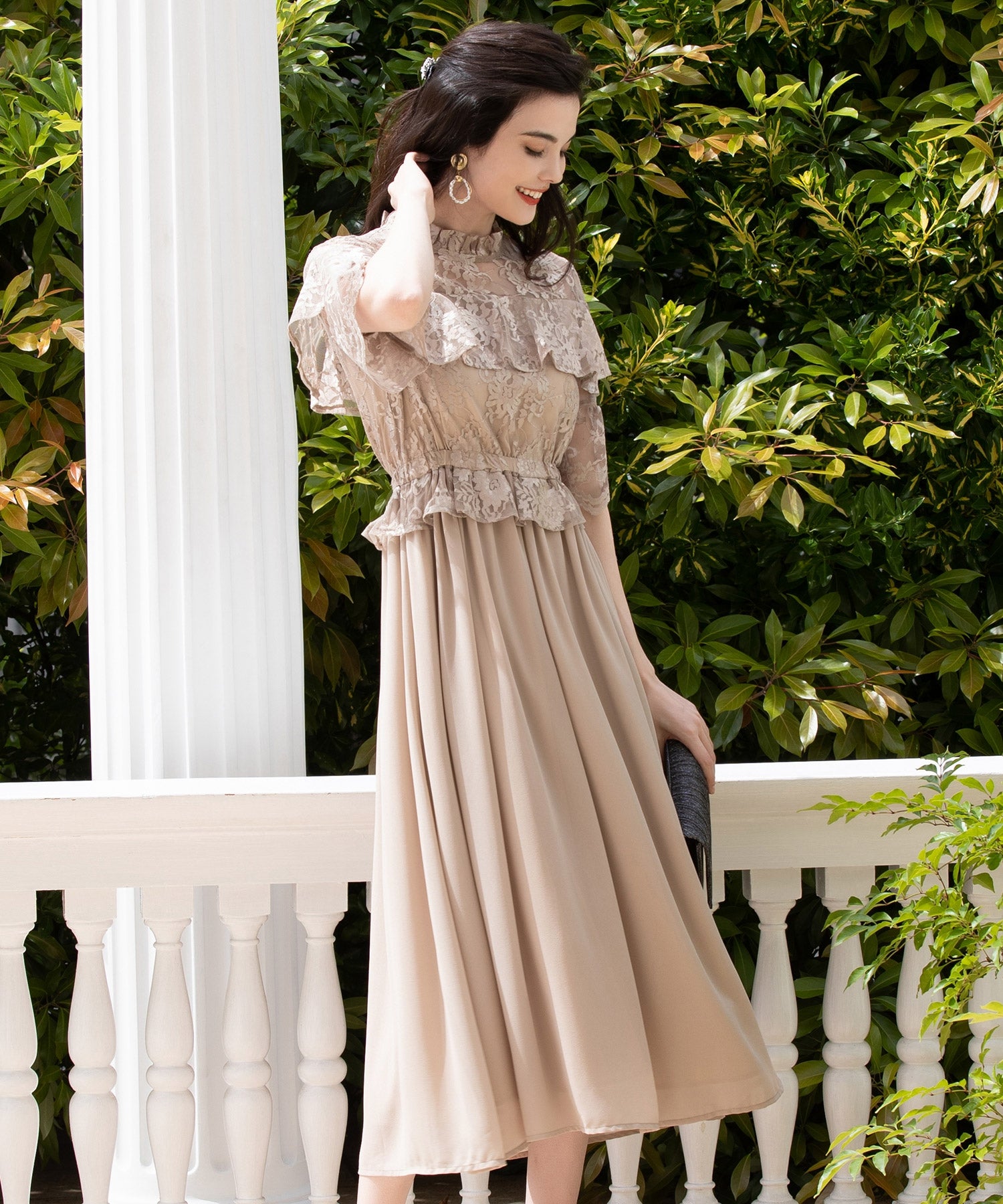 ワンピース 披露宴 結婚式 レース シフォン パーティードレス