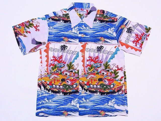 サンサーフアロハシャツ和柄侍戦場浮世絵アニマルボーダーLサイズ