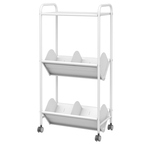 天板付ブックラックワゴン 仕切り6枚 50mmキャスター 2段 (BR-2ST)