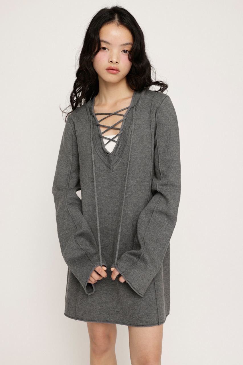 SLY | V／N LACE UP KNIT ワンピース (ワンピース(ミニ・ミディアム