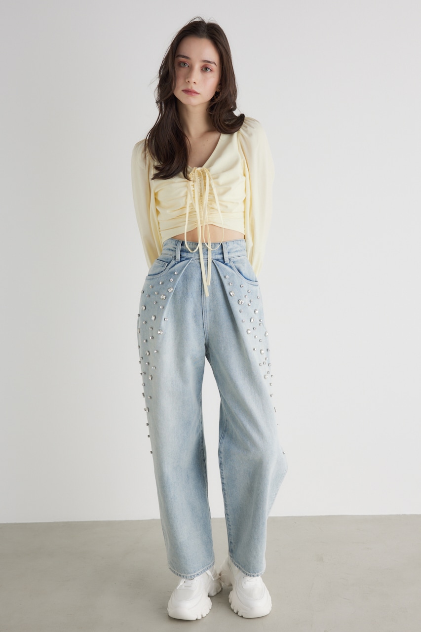 rienda | グラデーションビジュー DENIM J/W PT (ストレート ) |SHEL