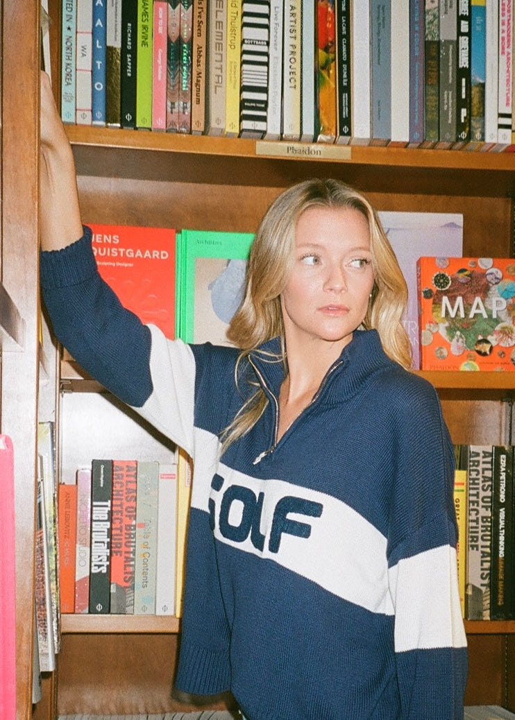 Madison Quarter Zip Sweater - Golf Navy Colorblock – Ellsworth & Ivey