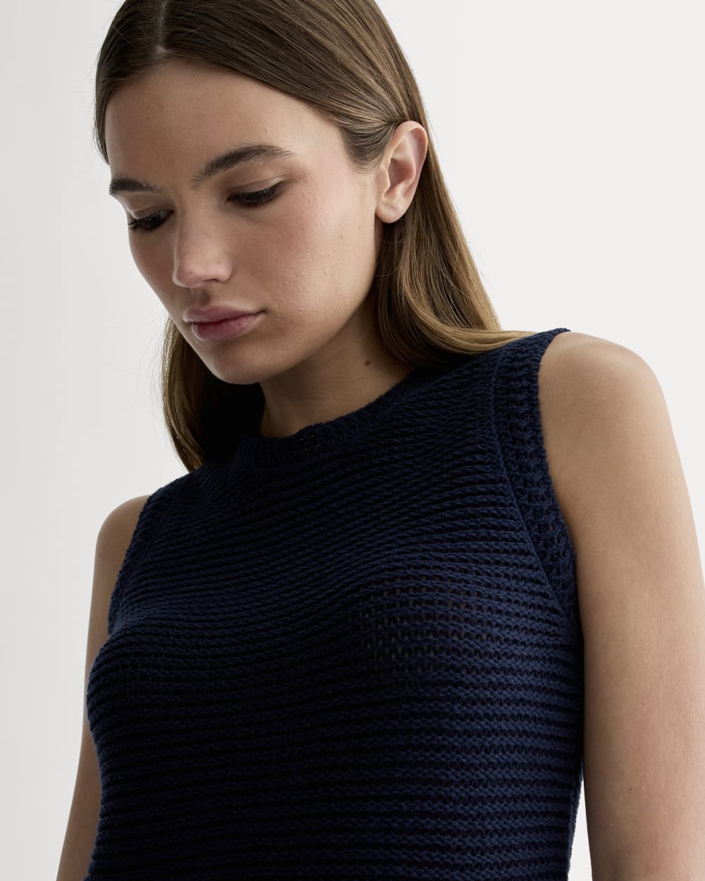 The Organic Cotton Open-Stitch Tank | Navy – Everlane
