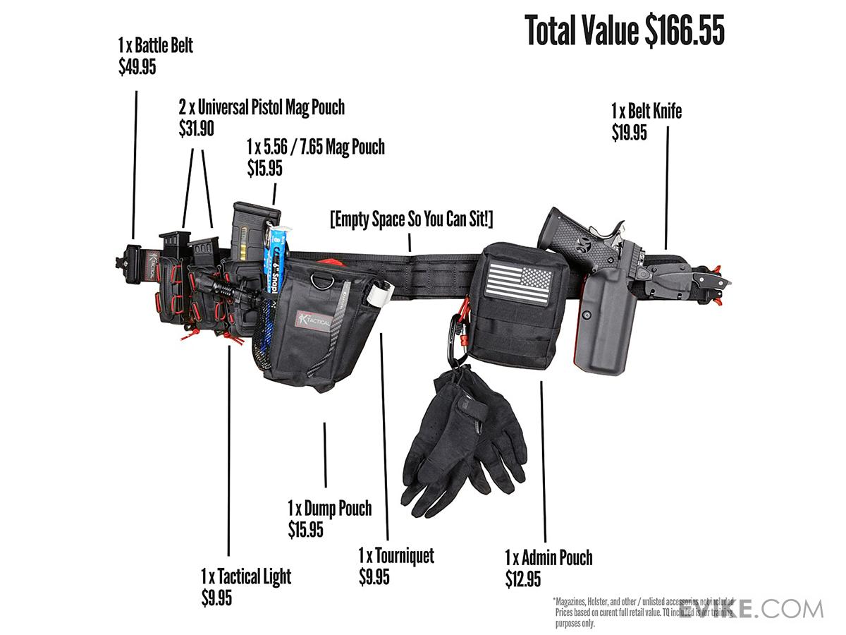 KTactical Battle Belt Loadout Kit w/ Pouch Set (Package: Knife