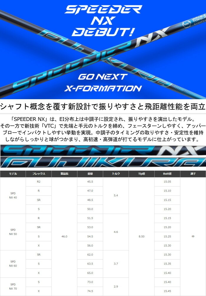 カスタムゴルフクラブ [シャフト]＞ドライバーシャフト スピーダー NX