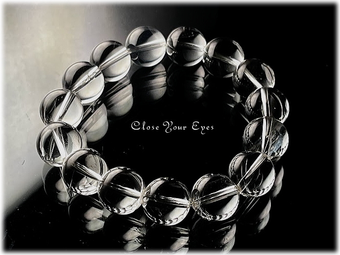 天然石パワーストーン レアな石達 カイラス水晶ブレスレット14ミリ玉