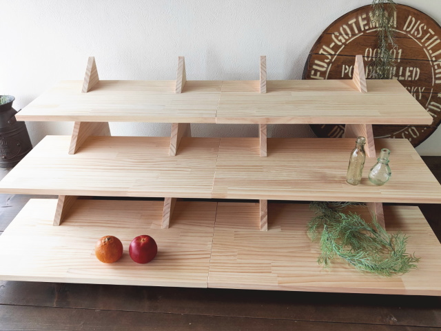 マルシェ3段ディスプレイラック横型の通販・販売 － 木製雑貨の専門店F