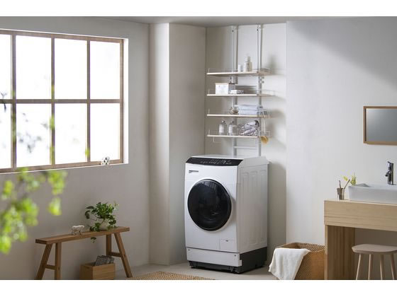 アイリスオーヤマ つっぱりランドリーラック ホワイト ライト