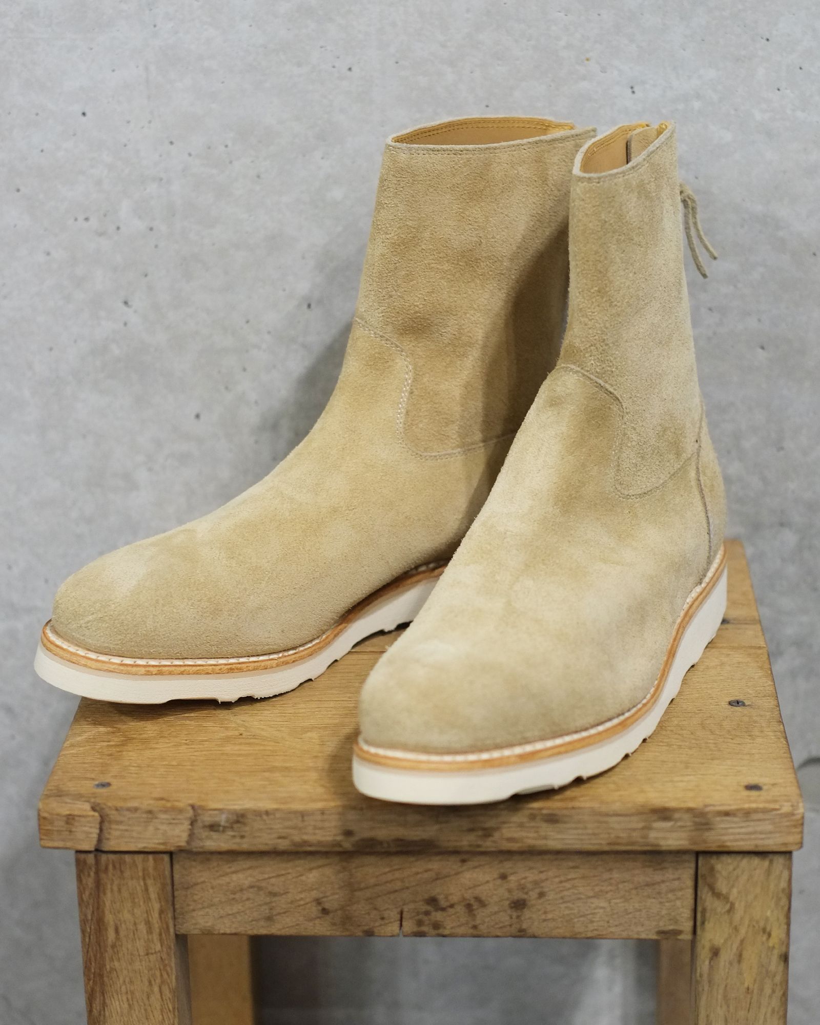 MINEDENIM - Suede Leather Back Zip Boots | fakejam