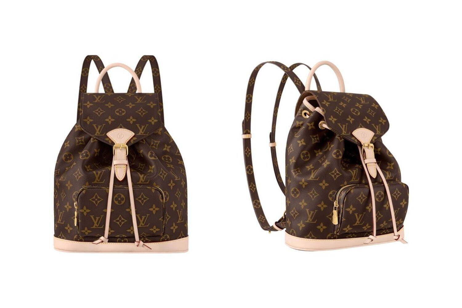 ルイ・ヴィトンのバックパック「モンスリ」淡いピンクのレザー