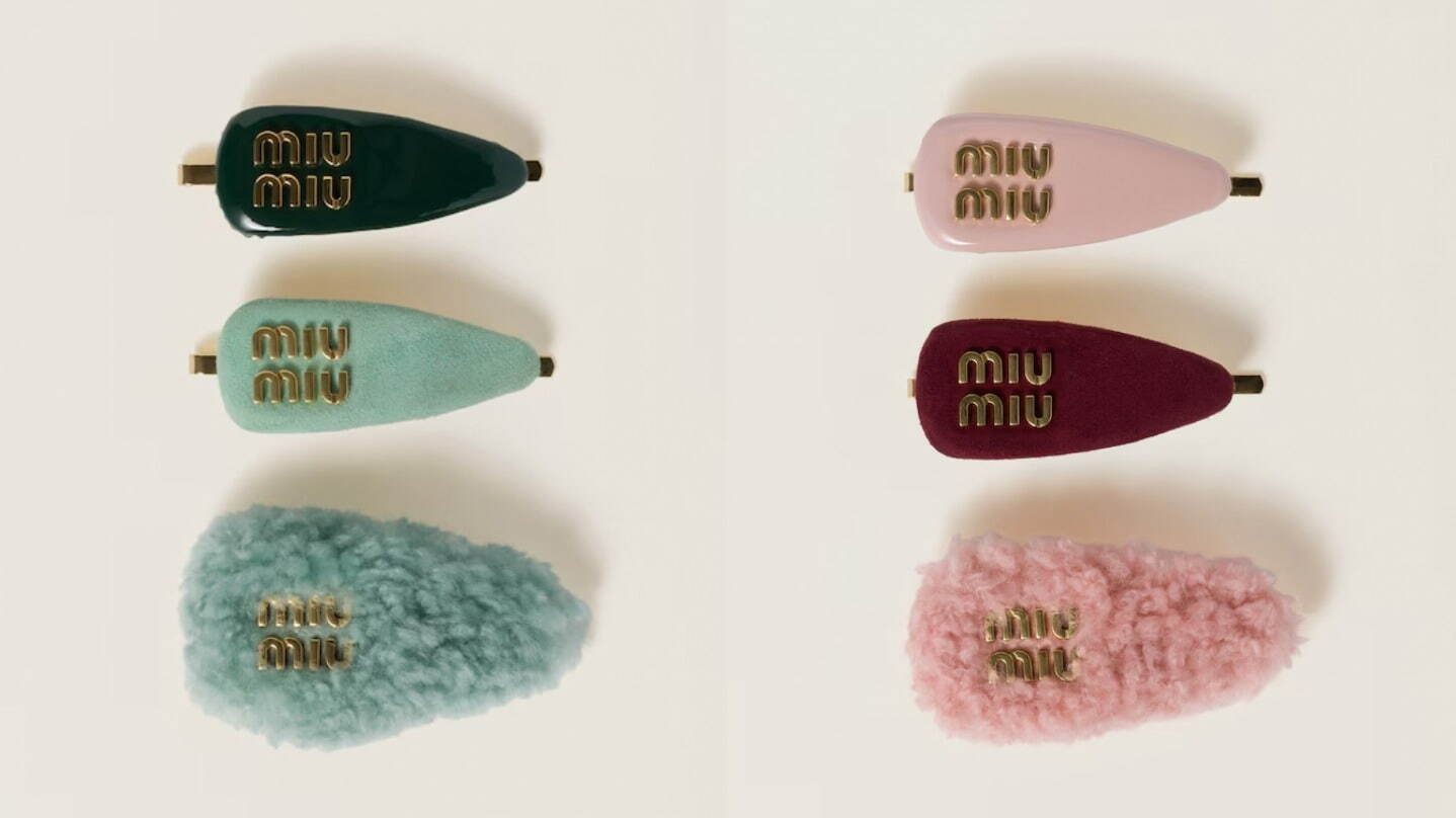 miumiu グレーチェック ウールシュシュ リボンシュシュ miumiu ミュウ