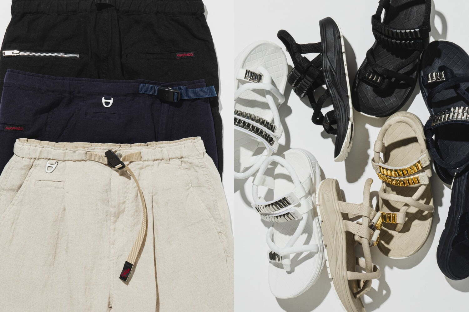 アンダーカバー×ノンネイティブ、スタッズ付きロープサンダル＆染色