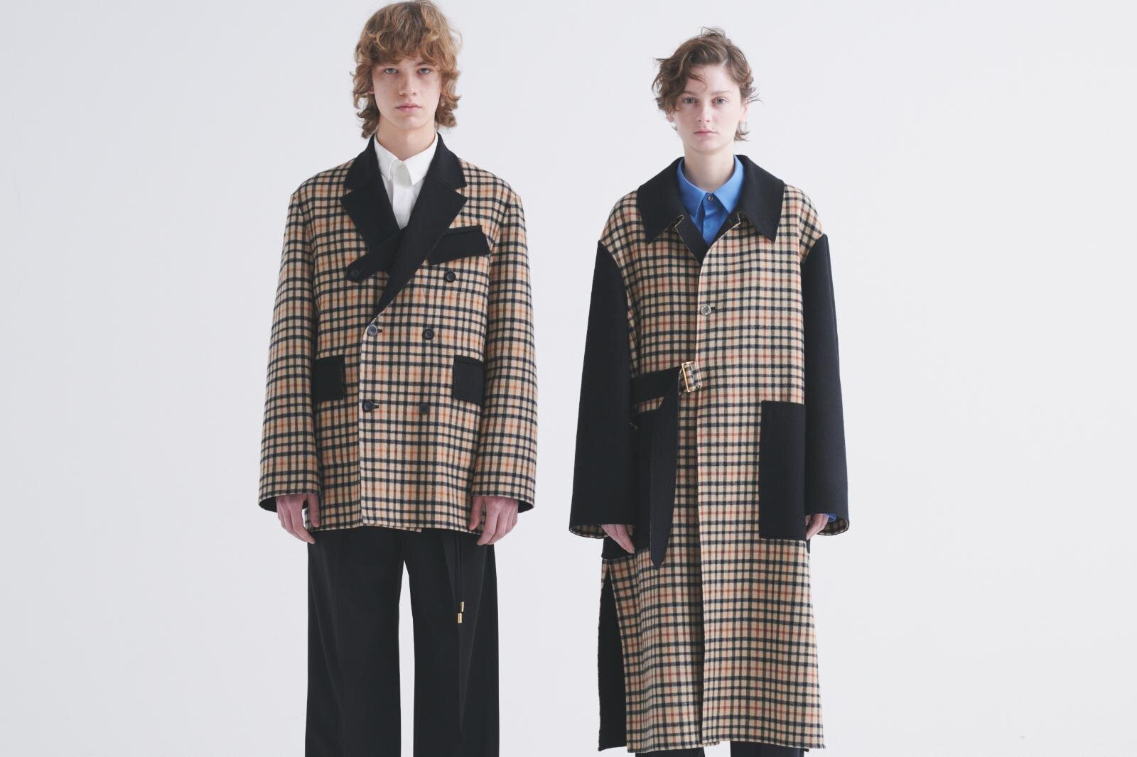 ダックス×クルニ“ハウスチェック柄”ロングコートやアシンメトリー