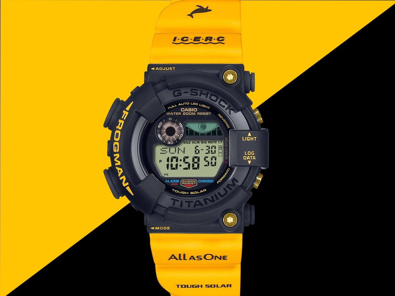 G-SHOCK“イルカ＆クジラ”モチーフの腕時計、ブラック×イエローの大胆