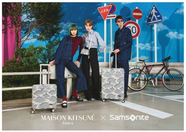メゾン キツネ×サムソナイト、“カモ・フォックス柄”スーツケース＆高