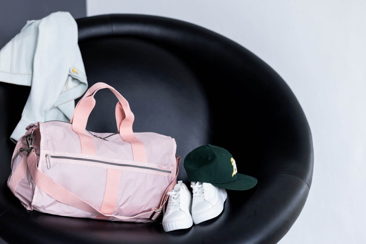 レスポートサック“超軽量”「エッセンシャル」シルバーピンク＆ホワイト