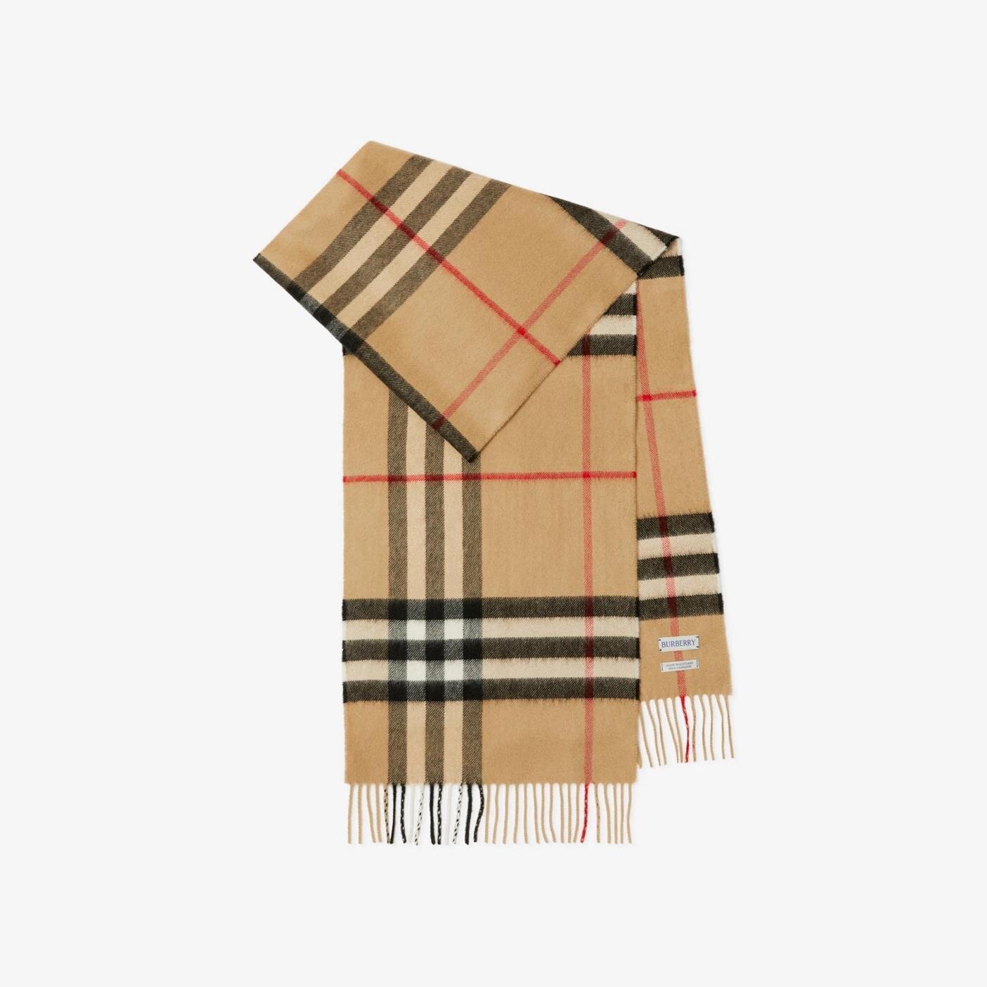 バーバリー“チェック柄”カシミヤマフラー、ふんわりアルパカウール