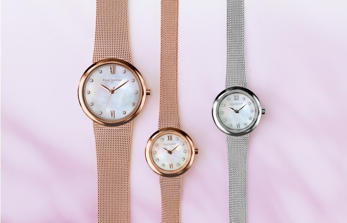 スタージュエリーの春限定ウォッチ - ピンクゴールドのメッシュベルト